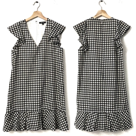 Madewell Gingham Flutter Sleeve Dress - Picture 3 of 8